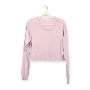 John Elliott Lilac Lightweight Cotton Cropped Long Sleeve Tee